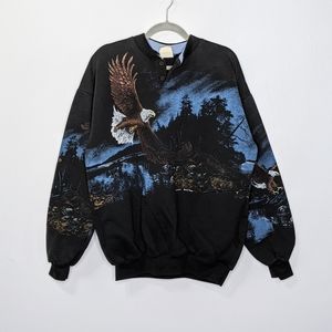 Vintage Eagle Nature Double Sided Crewneck Wildlife